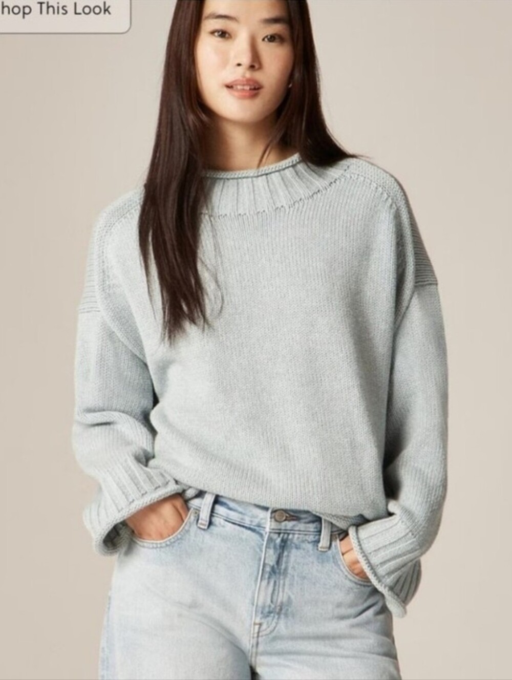 J.Crew 2025 Rollneck Sweater Heather Morning Dew
